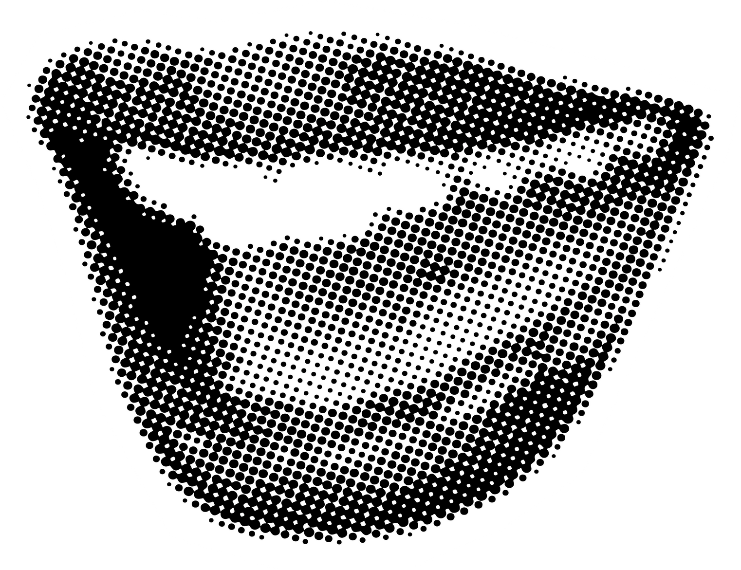 Halftone collage mouth, halftone effect mouth element